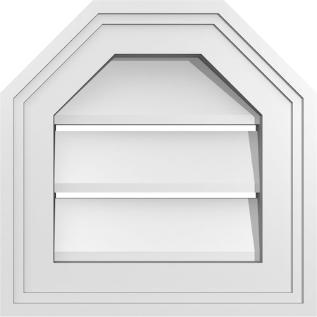 Ekena Millwork Octagonal Top Surface Mount PVC Gable Vent w/ 2"W x 1-1/2"P Brickmould Frame, 12"W x 12"H GVPOT12X1202SF